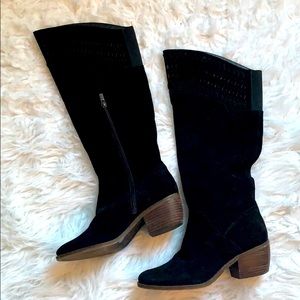 Lucky Brand Black Suede Heeled Boots